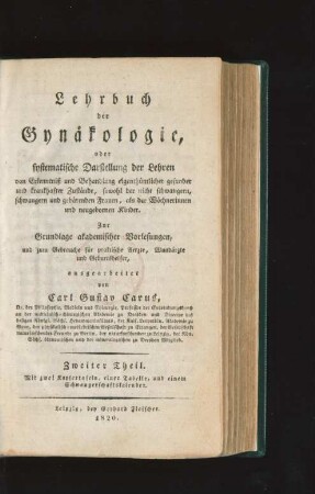Theil 2: Mit zwei Kupfertafeln, einer Tabelle, und Schwangerschaftskalender