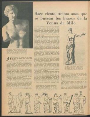Hace ciento treinta años que se buscan los brazos de la Venus de Milo