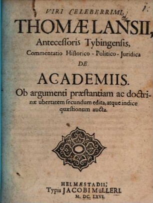 Commentatio hist. pol. iur. de academiis