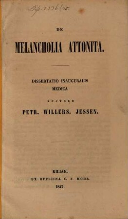 De melancholia attonita