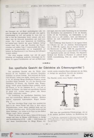 Das spezifische Gewicht der Edelsteine als Erkennungsmittel