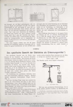 Das spezifische Gewicht der Edelsteine als Erkennungsmittel