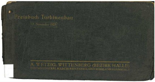 Preisbuch Turbinenbau