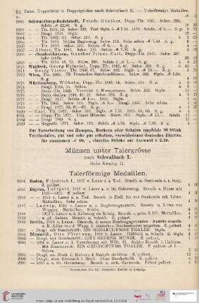 Talerförmige Medaillen (Nr. 2884 - 2943)