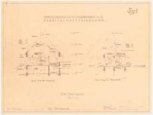 Gartenanlage Bereitschaftssiedlung Oberschlesische Hydrierwerke, Blechhammer: Siedlungshaus Typ 5: Schnitte 1:100