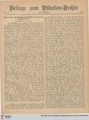 Beilage zum Diözesan-Archiv von Schwaben