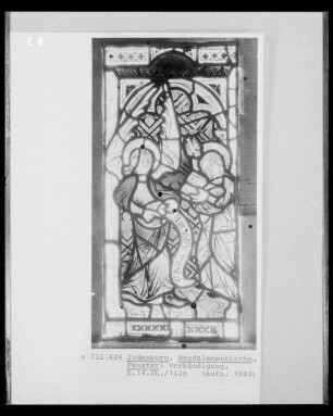 Südliches Chorfenster mit Szenen aus dem Marienleben und Aposteln — Verkündigung der Geburt Christi