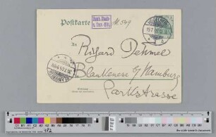 Postkarte an Richard Dehmel