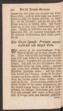 Der seligen Jungfer Sturmin unvermuthetes und seliges Ende.