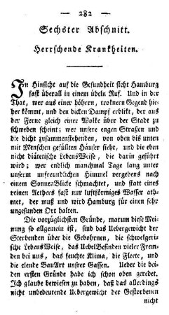 Sechster Abschnitt. Herrschende Krankheiten.