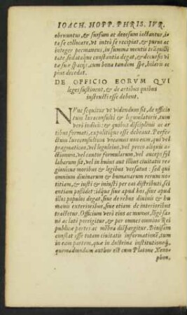 De Officio Eorum Qui leges sustinent, et de artibus quibus instructi esse debent.