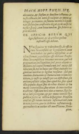 De Officio Eorum Qui leges sustinent, et de artibus quibus instructi esse debent.