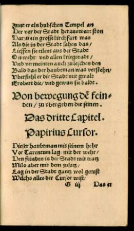 Von bewegung den feinden/ zu ubergeben die seinen. Das dritte Capitel.