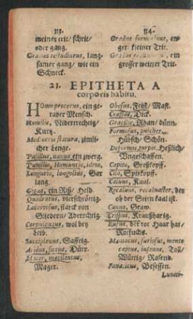 21. Epitheta A corporis habitu. - 30. Actiones Militares.