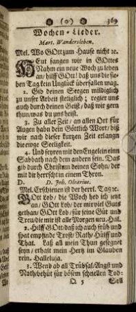 Wochen-Lieder. - Reise-Lieder.