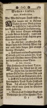 Wochen-Lieder. - Reise-Lieder.