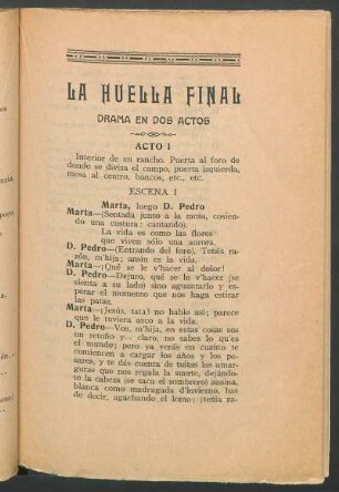 La huella final : Drama en dos actos