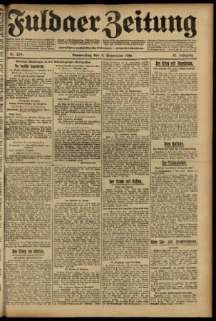 Ausgabe vom Donnerstag, den 09. November 1916.
