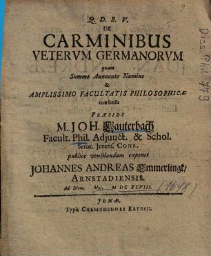De Carminibus Vetervm Germanorvm
