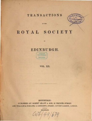 Transactions of the Royal Society of Edinburgh. 20. 1853