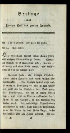 Beilage zum Zweiten Stük des zweiten Quartals
