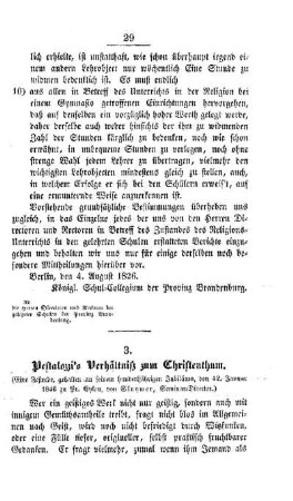 Pestalozzís Verhältniß zum Christenthum