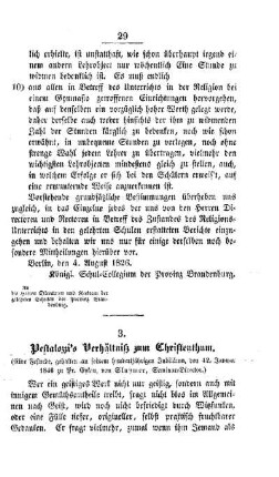 Pestalozzís Verhältniß zum Christenthum