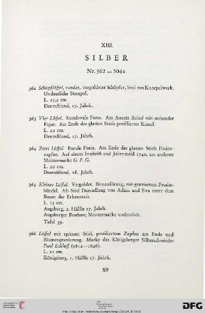 XIII. Silber (Nr. 362-504a)
