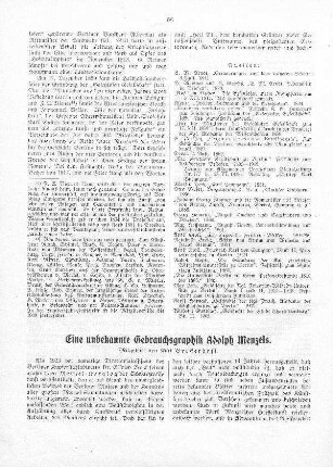 Eine unbekannte Gebrauchsgraphik Adolph Menzels