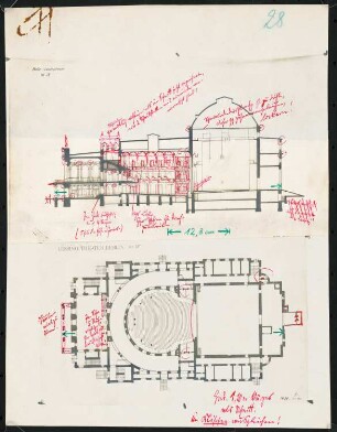 Lessing Theater, Berlin: Grundriss und Längsschnitt