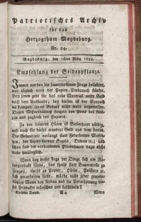Nr. 24. Magdeburg, den 16ten März 1793