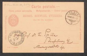 Postkarte an Friedrich Spitta : 10.08.1896