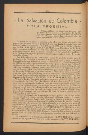 La salvación de Colombia : Orla proemial