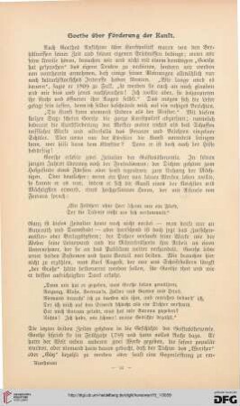 Goethe über Förderung der Kunst