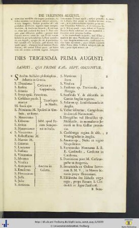 Dies Trigesima Prima Augusti.