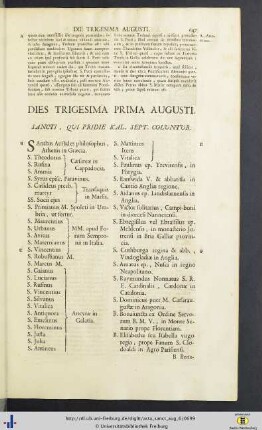 Dies Trigesima Prima Augusti.
