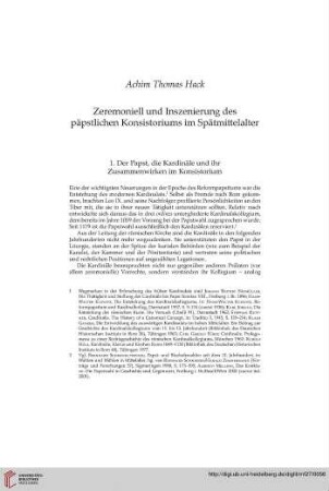 Zeremoniell und Inszenierung des päpstlichen Konsistoriums im Spätmittelalter