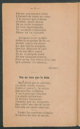 Con un beso que le daba