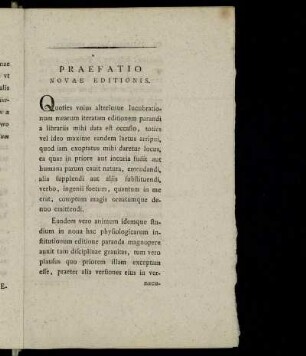 Praefatio Novae Editionis