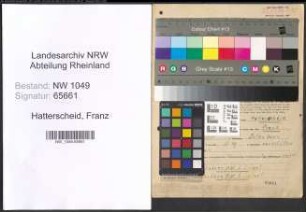 Entnazifizierung Franz Hatterscheid , geb. 13.02.1910 (Postschaffner)