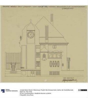 Strassburg, Projekt Villa Schwarzmann, Aufriss der Südostfassade
