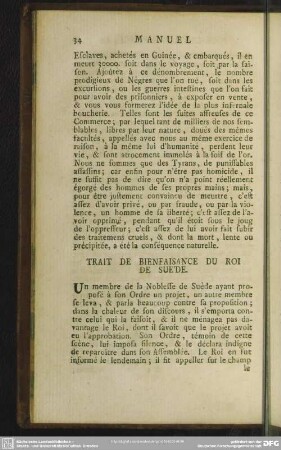 Trait De Bienfaisance Du Roi De Suède