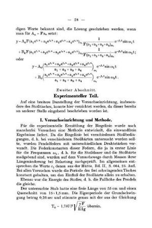 Zweiter Abschnitt. Experimenteller Teil.