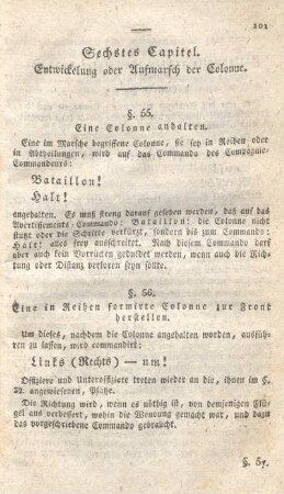 Sechstes Capitel. Entwickelung oder Aufmarsch der Colonne.