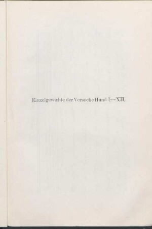 Einzelgewichte der Versuche Hund I-XII.