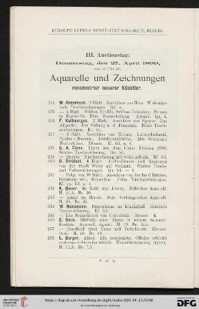 III. Auctionstag