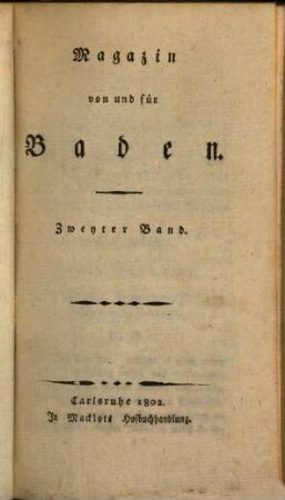 Magazin von und für Baden. 1802,2, 1802,2
