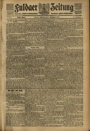 Erste Ausgabe vom Mittwoch, den 07. September 1910.