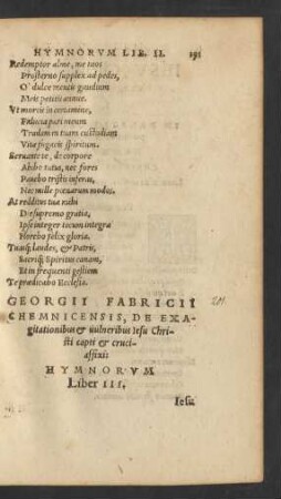 Georgii Fabricii Chemnicensis ... Hymnorum Liber III.