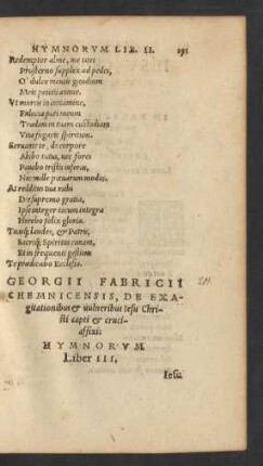 Georgii Fabricii Chemnicensis ... Hymnorum Liber III.